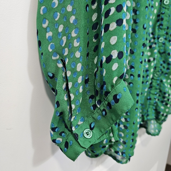 Old Navy Green Boxy Blouse with 3/4 Sleeves and Mandarin Collar - Picture 5 of 5